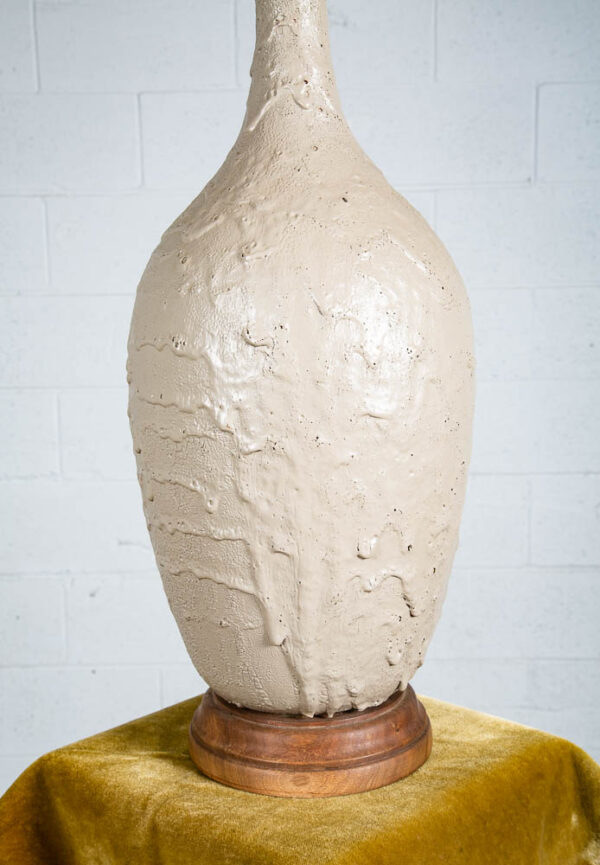 Mid Century Modern Table Lamp Grey Light Vintage Drip Ceramic Mcm Walnut Base NM - Image 4