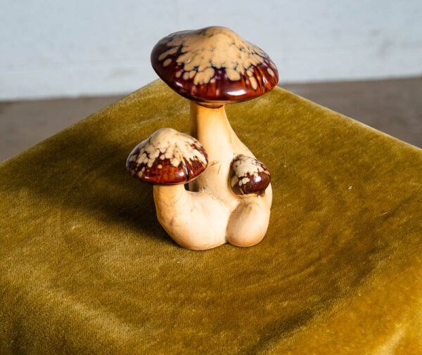 Mid Century Modern Ceramic Mushroom Brown Vintage Tan Groovy 70s Psychedelic