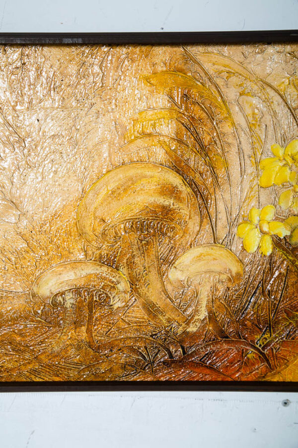 Mid Century Modern Painting Original Oil Art Mushrooms Flower Groovy 1974 Signed - Image 10