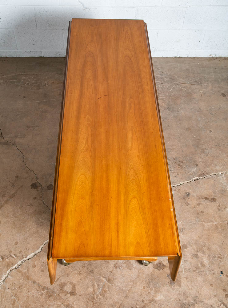 Mid Century Modern Dining Table Drop Leaf Trundle Rolling Drexel Console 62" Mcm - Image 7