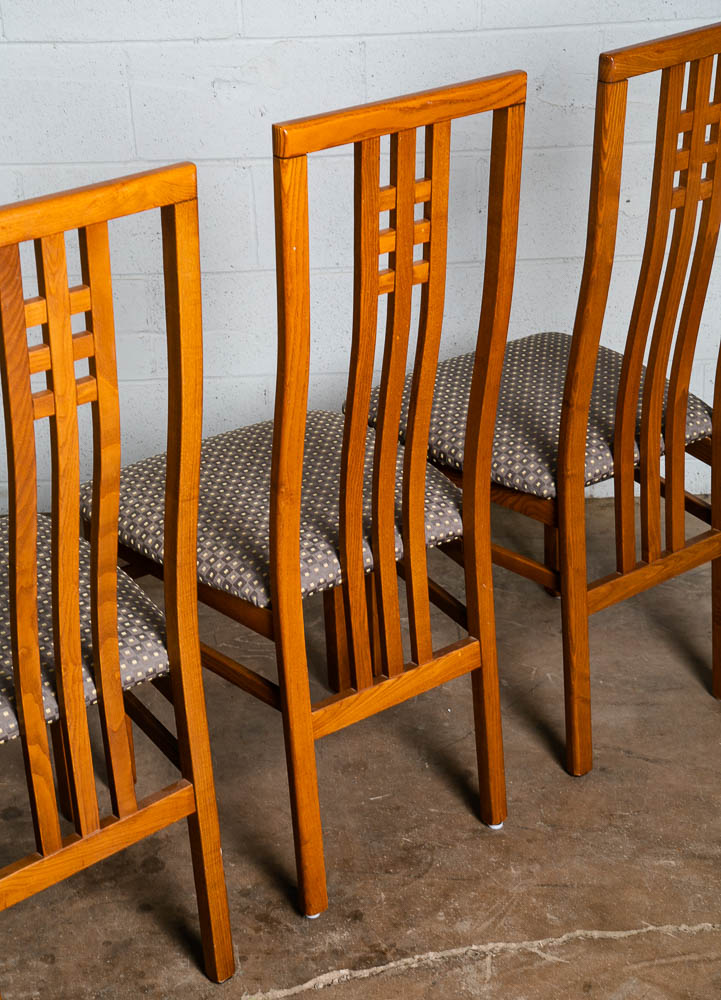 Mid Century Modern Dining Chairs 6 High Back Set Mcm IMS SRL Italy Grey Oak 70s - Image 7