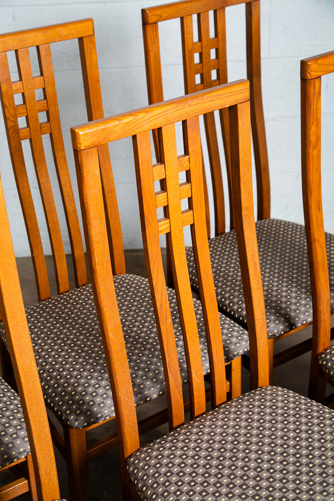 Mid Century Modern Dining Chairs 6 High Back Set Mcm IMS SRL Italy Grey Oak 70s - Image 8