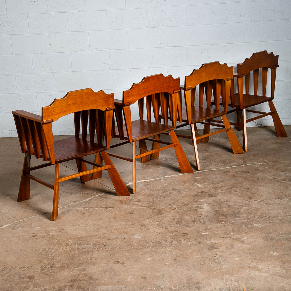 Mid Century Modern Dining Chairs Set of 8 Solid Mahogany Armchair Bauhaus Studio - Image 4