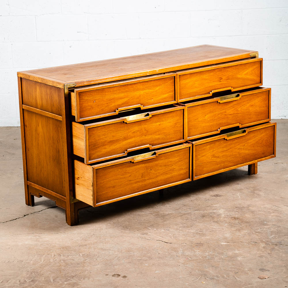 Mid Century Modern Credenza Dresser 6 Drawer Walnut Vintage Mcm Drexel Compass - Image 3