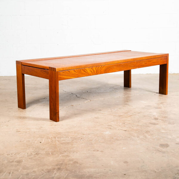 Mid Century Danish Modern Coffee Table Solid Teak Denmark Large Wide Mcm 58" NM - Image 3