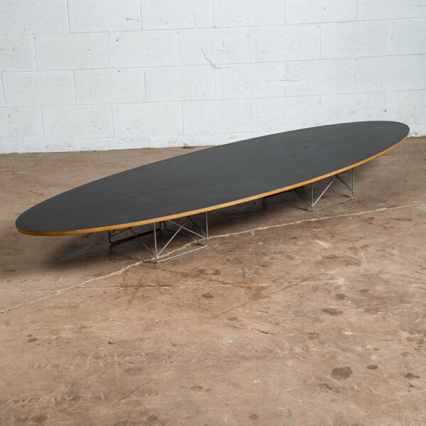 Mid Century Modern Coffee Table Surfboard Herman Miller Black Elliptical Eames M