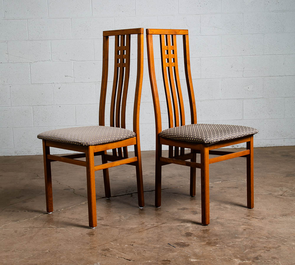 Mid Century Modern Dining Chairs 6 High Back Set Mcm IMS SRL Italy Grey Oak 70s - Image 4