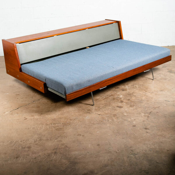 Mid Century Danish Modern Daybed Sofa Hans Wegner Getema GE77 Teak Denmark Blue - Image 6