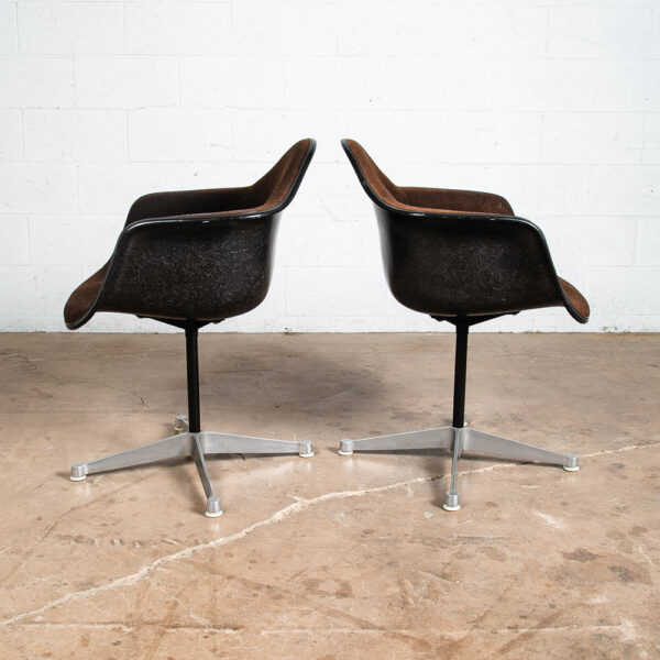 Mid Century Modern Lounge Chairs 2 Ray Eames Herman Miller Brown Black Arm Shell - Image 5