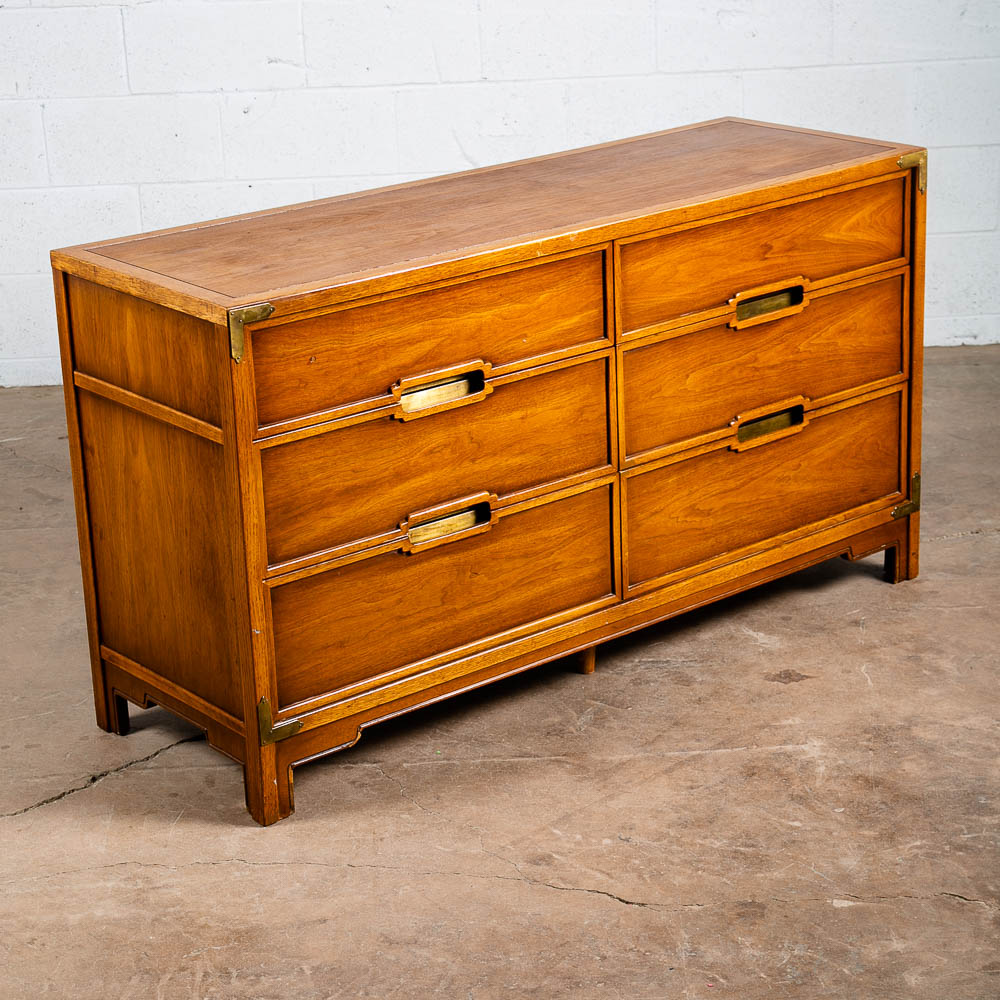 Mid Century Modern Credenza Dresser 6 Drawer Walnut Vintage Mcm Drexel Compass - Image 5