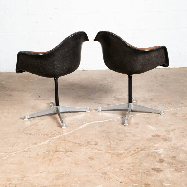 Mid Century Modern Lounge Chairs 2 Ray Eames Herman Miller Brown Black Arm Shell - Image 3