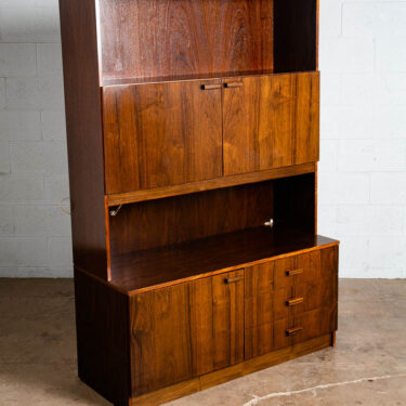 Mid Century Danish Modern Credenza Cabinet Rosewood Doors 3 Drawers Denmark