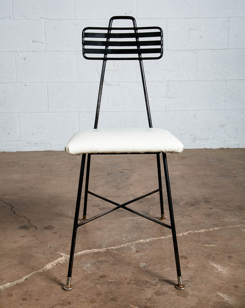 Mid Century Modern Dining Chairs Set 2 Wrought Iron Paul Mccobb Black White Mcm - Image 6