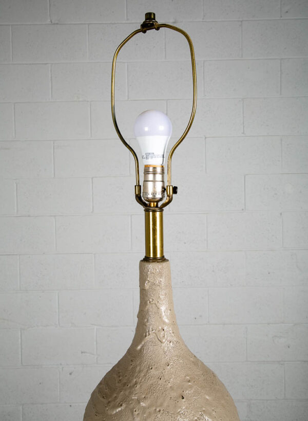 Mid Century Modern Table Lamp Grey Light Vintage Drip Ceramic Mcm Walnut Base NM - Image 5