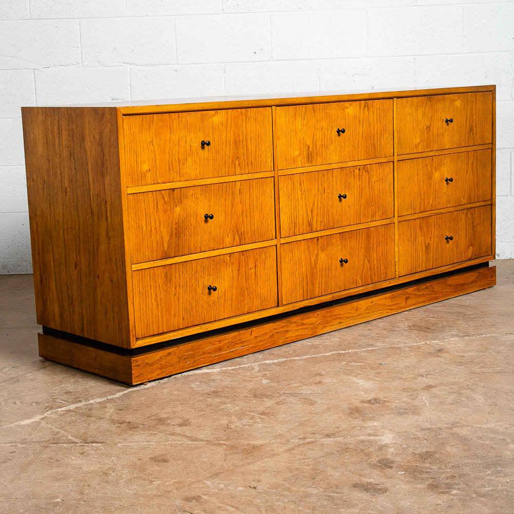 Mid Century Modern Dresser Credenza 9 Drawer Drexel Index Walnut Vintage Black