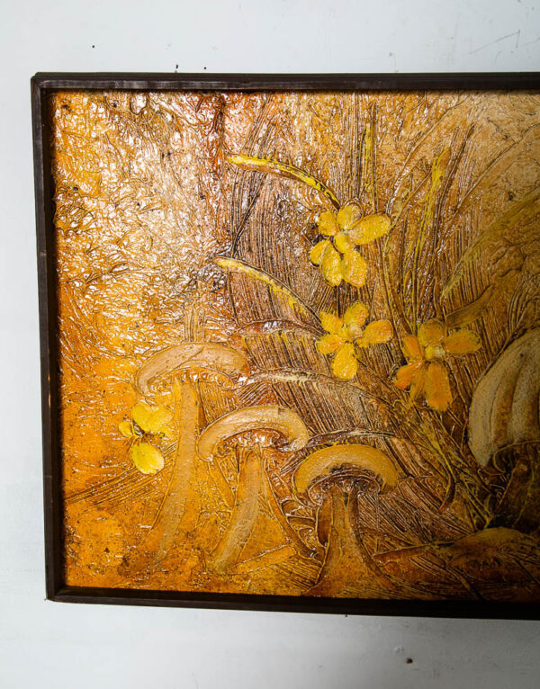 Mid Century Modern Painting Original Oil Art Mushrooms Flower Groovy 1974 Signed - Image 6