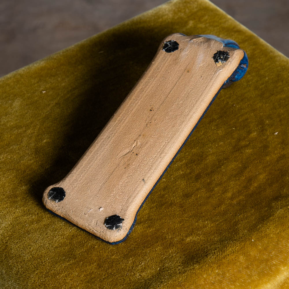 Mid Century Modern Ceramic Spoon Rest Vintage Blue Green Groovy Floral Studio - Image 3