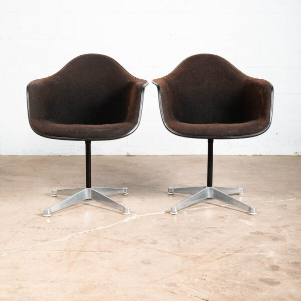 Mid Century Modern Lounge Chairs 2 Ray Eames Herman Miller Brown Black Arm Shell - Image 2