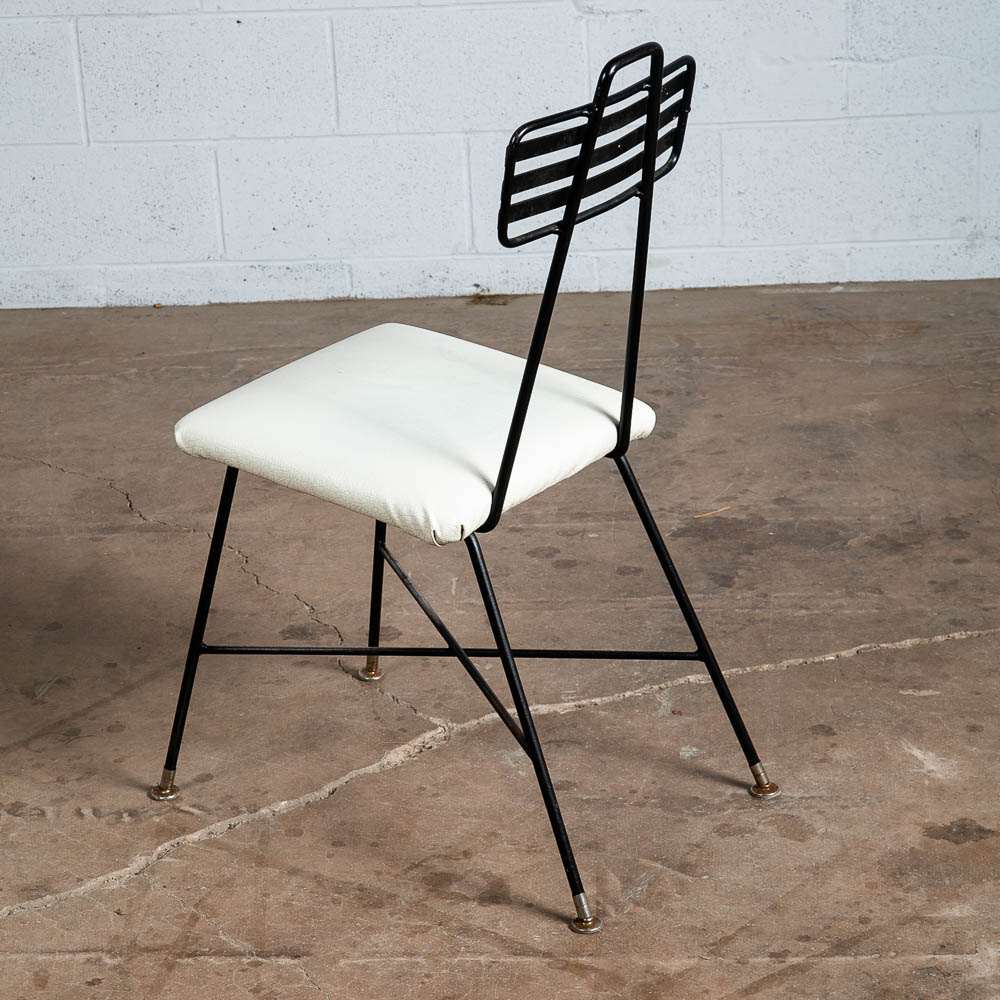 Mid Century Modern Dining Chairs Set 2 Wrought Iron Paul Mccobb Black White Mcm - Image 8