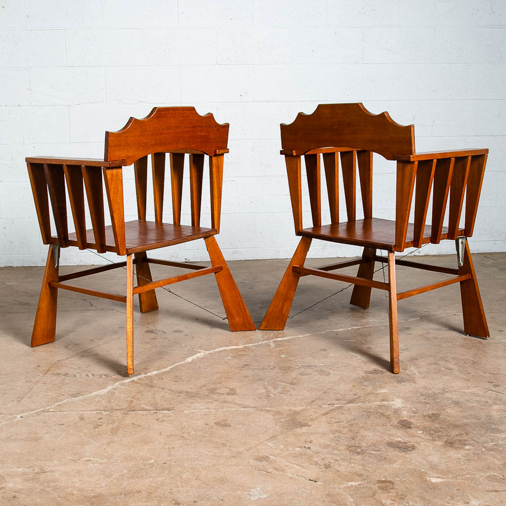 Mid Century Modern Dining Chairs Set of 8 Solid Mahogany Armchair Bauhaus Studio - Image 6