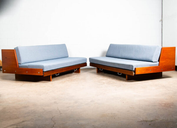 Mid Century Danish Modern Daybed Sofa Hans Wegner Getema GE77 Teak Denmark Blue - Image 12