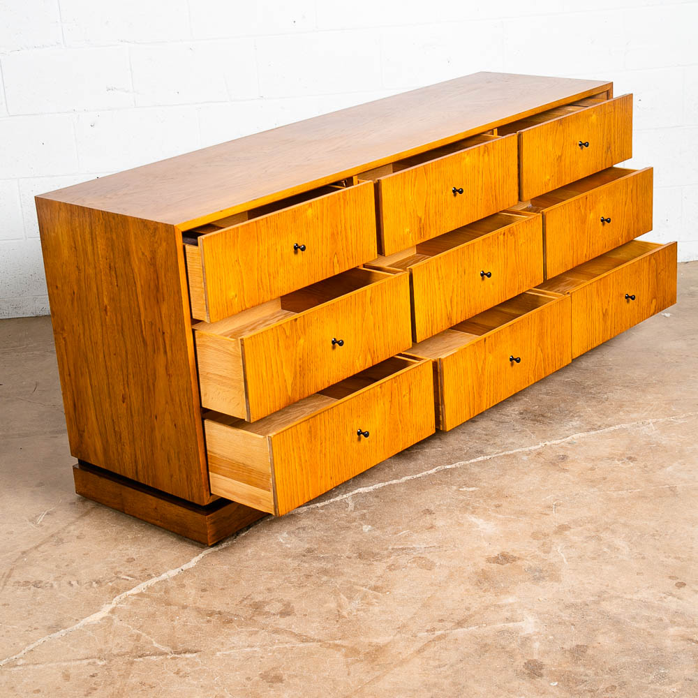 Mid Century Modern Dresser Credenza 9 Drawer Drexel Index Walnut Vintage Black - Image 10