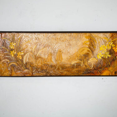 Mid Century Modern Painting Original Oil Art Mushrooms Flower Groovy 1974 Signed