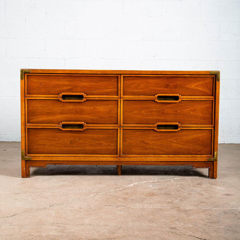 Mid Century Modern Credenza Dresser 6 Drawer Walnut Vintage Mcm Drexel Compass - Image 2