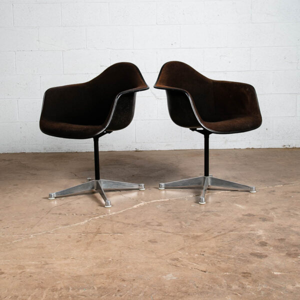 Mid Century Modern Lounge Chairs 2 Ray Eames Herman Miller Brown Black Arm Shell - Image 4