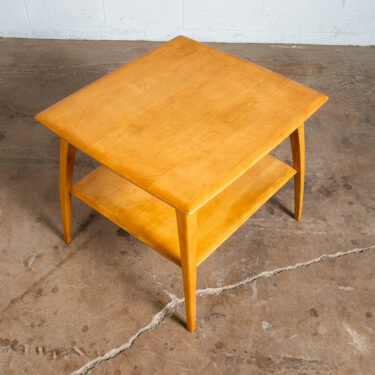 Mid Century Modern Side Table Heywood Wakefield Blonde Wood Birch Square Shelf