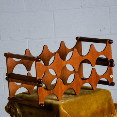 Mid Century Modern Wine Rack Teak wood Vintage 8 Bottles Abstract Japan