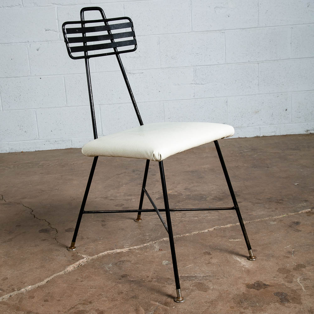 Mid Century Modern Dining Chairs Set 2 Wrought Iron Paul Mccobb Black White Mcm - Image 7