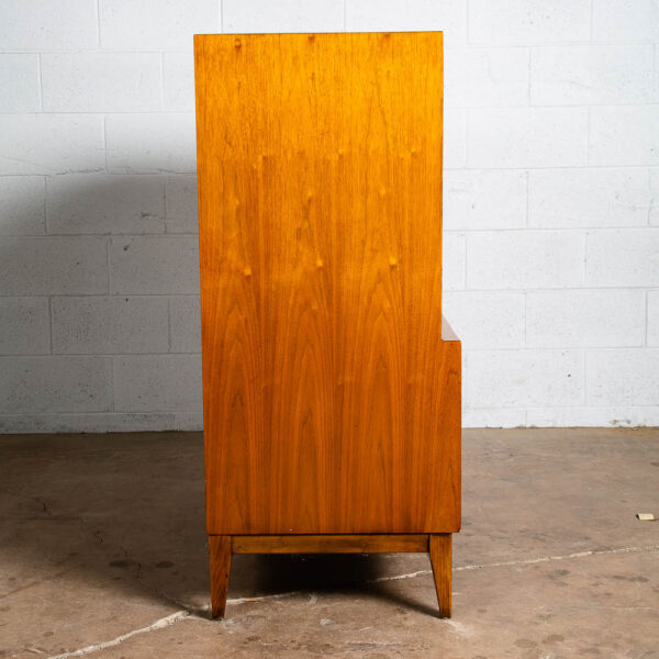 Mid Century Modern Dresser Highboy 5 Drawer Thomasville Sculpted Walnut Broyhill - Image 4