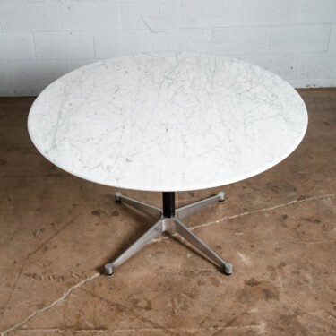 Mid Century Modern Dining Table 48" White Grey Cararra Marble Herman Miller 1977