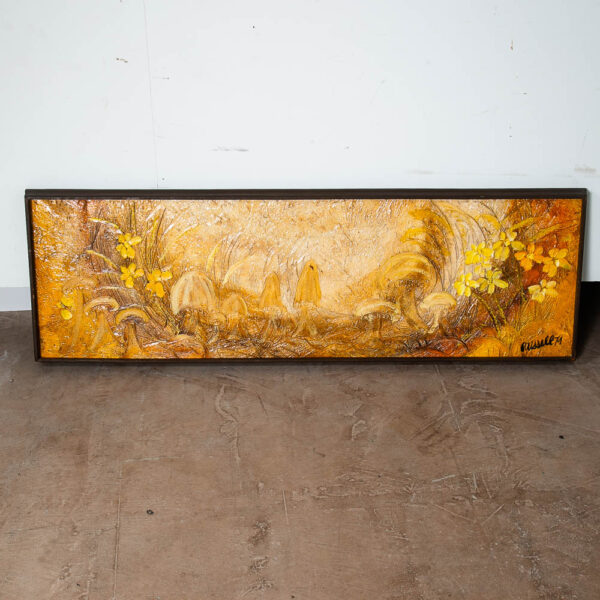 Mid Century Modern Painting Original Oil Art Mushrooms Flower Groovy 1974 Signed - Image 2