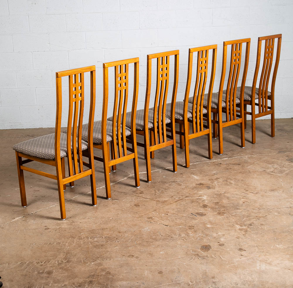 Mid Century Modern Dining Chairs 6 High Back Set Mcm IMS SRL Italy Grey Oak 70s - Image 3