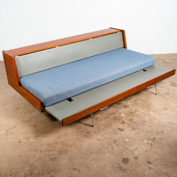 Mid Century Danish Modern Daybed Sofa Hans Wegner Getema GE77 Teak Denmark Blue - Image 9