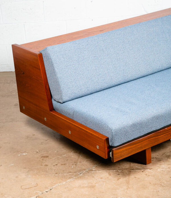 Mid Century Danish Modern Daybed Sofa Hans Wegner Getema GE77 Teak Denmark Blue - Image 11