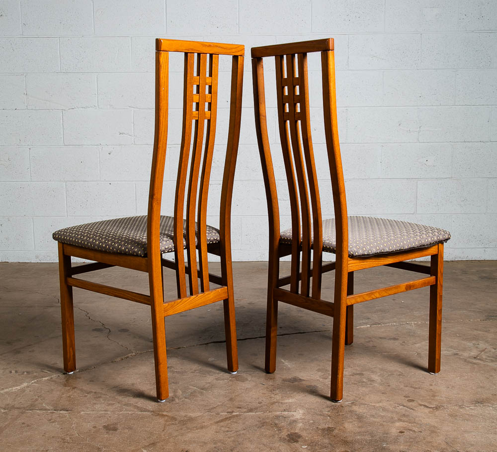 Mid Century Modern Dining Chairs 6 High Back Set Mcm IMS SRL Italy Grey Oak 70s - Image 6