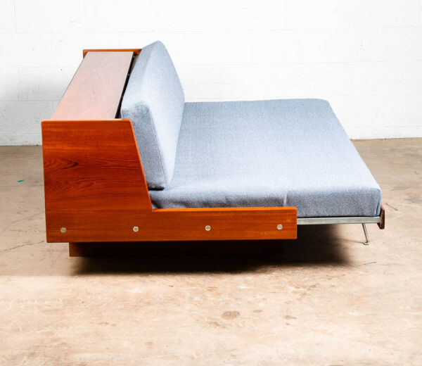 Mid Century Danish Modern Daybed Sofa Hans Wegner Getema GE77 Teak Denmark Blue - Image 4
