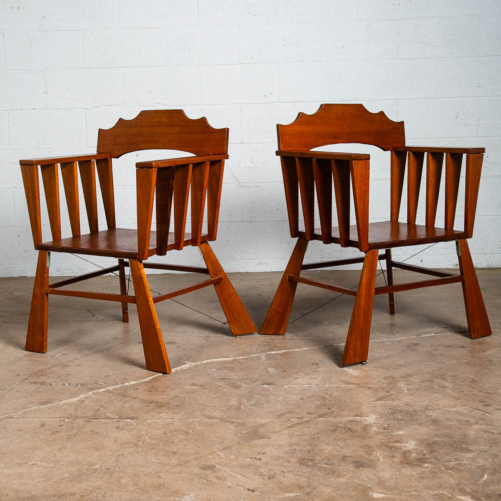 Mid Century Modern Dining Chairs Set of 8 Solid Mahogany Armchair Bauhaus Studio - Image 5