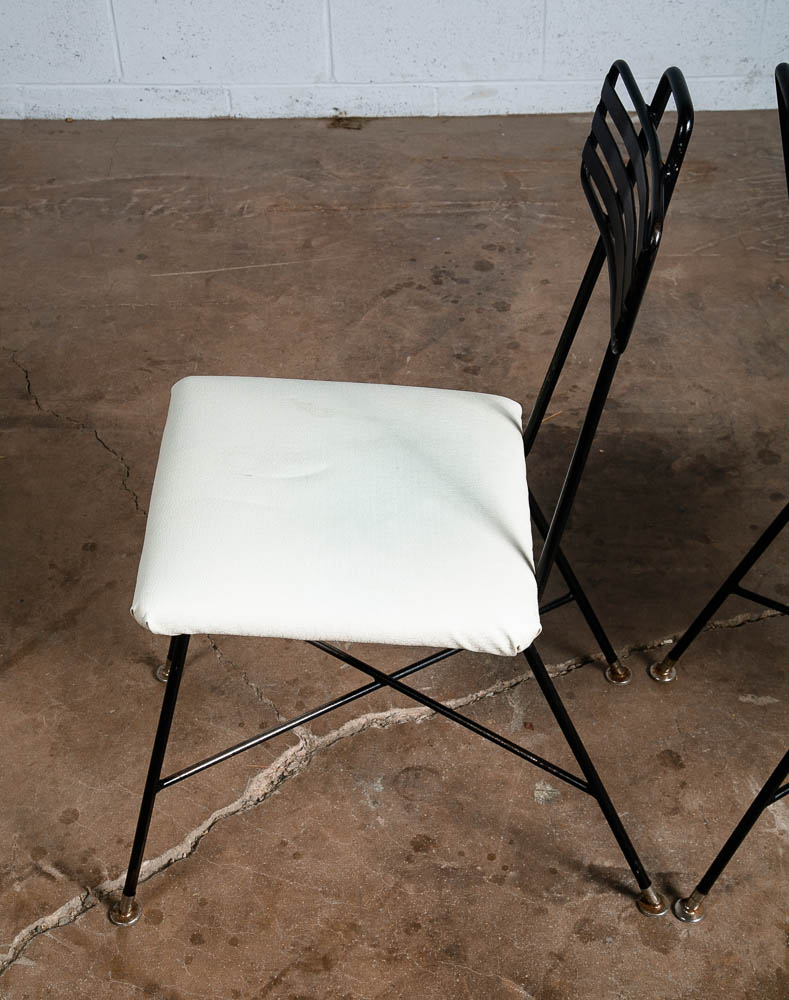 Mid Century Modern Dining Chairs Set 2 Wrought Iron Paul Mccobb Black White Mcm - Image 11