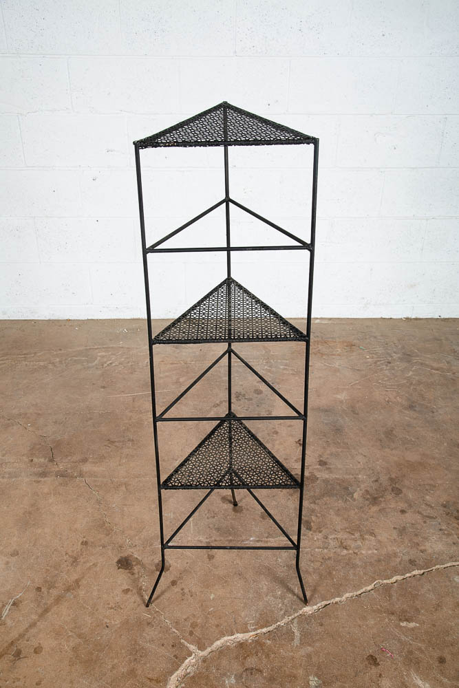 Mid Century Modern Plant Stand Corner Metal Wrought Iron Vintage Outdoor Indoor - Image 4