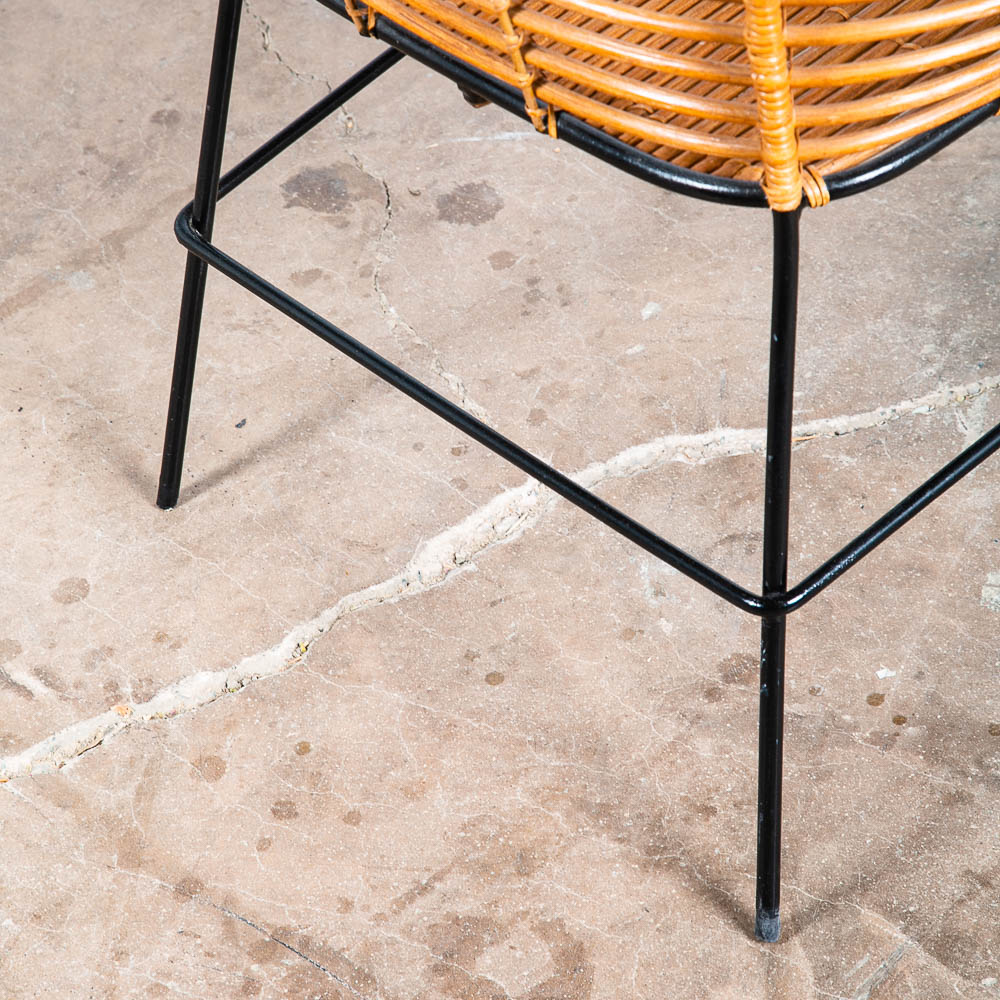 Mid Century Modern Lounge Chair Side Rush Cane Rattan Iron Wrapped 1970s Vintage - Image 9