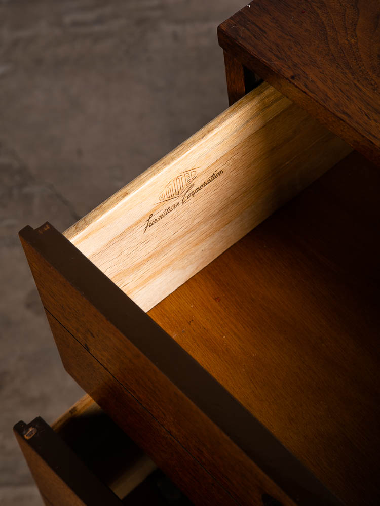 Mid Century Modern Desk Walnut Executive Office 3 Drawer United Furniture - Image 6