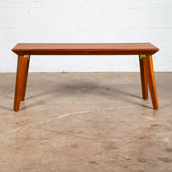 Mid Century Modern Bench Solid Mahogany Wood Coffee Table Rectangular Vintage - Image 3