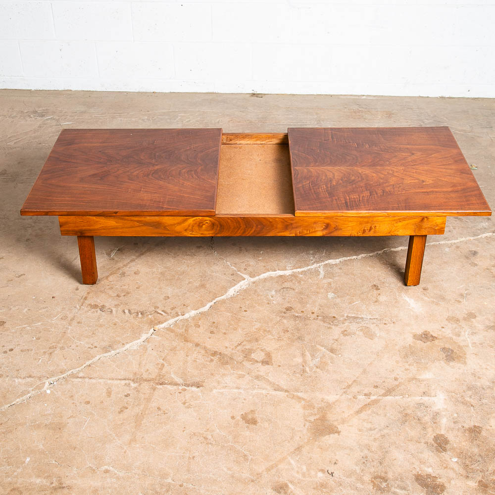 Mid Century Modern Coffee Table Sliding Walnut Brown Saltman Expanding John Keal - Image 6