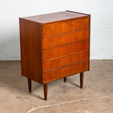Mid Century Danish Modern Chest of Drawers Dresser Teak Vintage Locking 5 Mcm