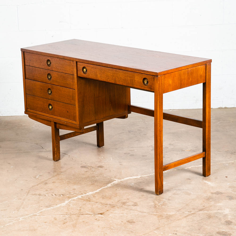 Mid Century Modern Desk Walnut Executive Office 3 Drawer United Furniture