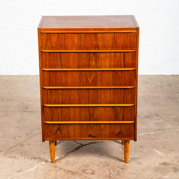 Mid Century Danish Modern Highboy Dresser 6 Drawer Solid Teak Denmark Vintage - Image 2